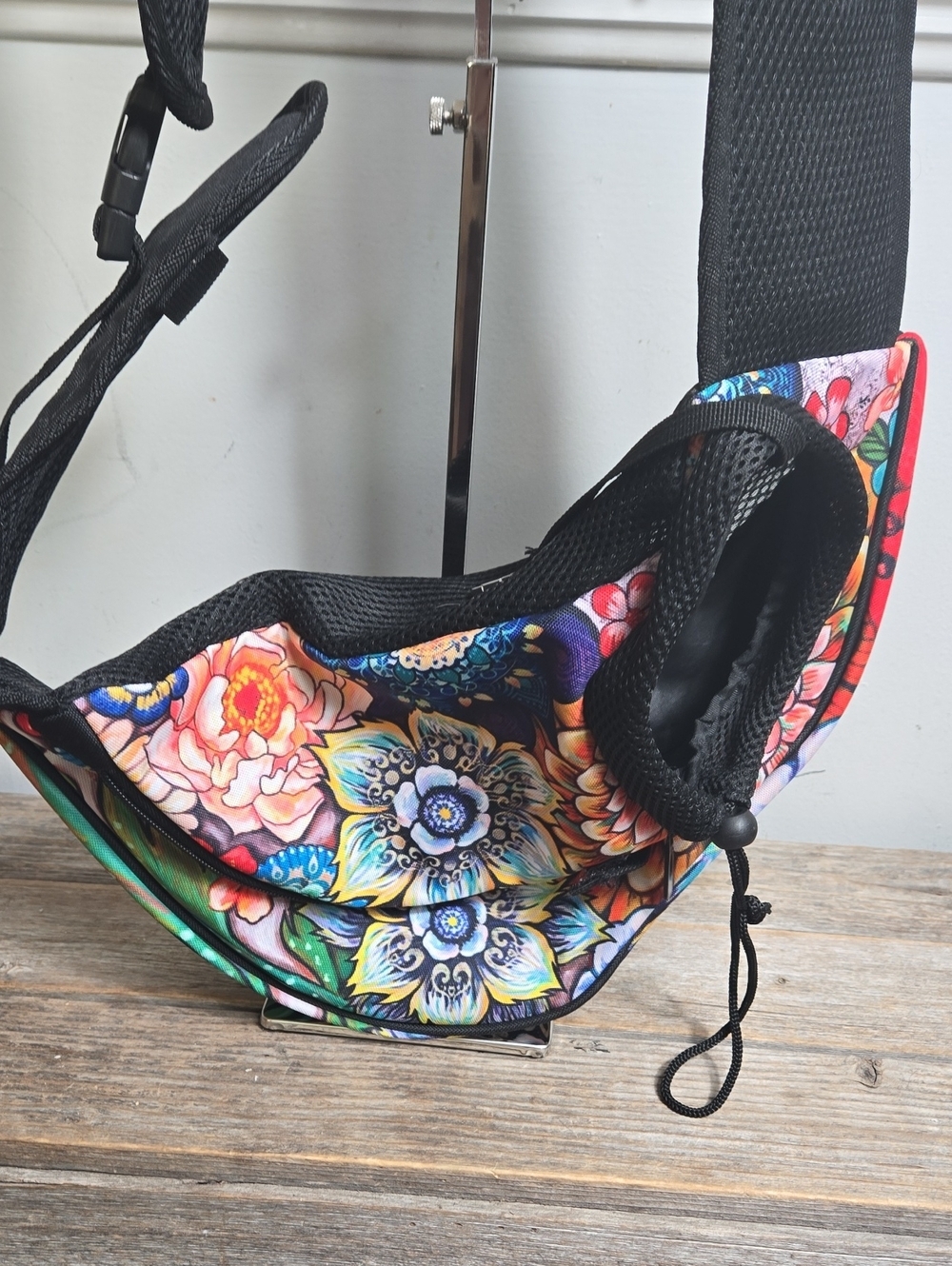 Floral Boho MultiβColor Crossbody Pet Carrier Sling Bag